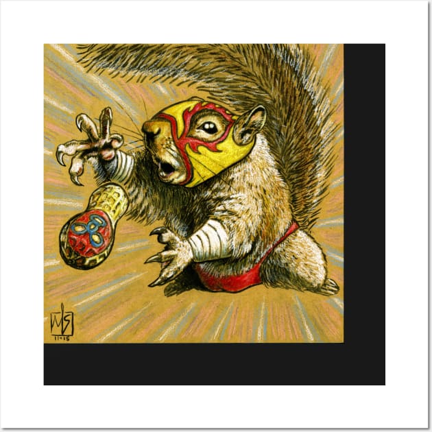 Luchador Squirrel going nuts Wall Art by mikeskki